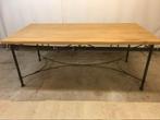 Eiken tafel zwart ijzeren onderstel tuintafel, Jardin & Terrasse, Tables de jardin, Enlèvement, Rectangulaire, Bois