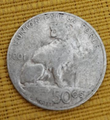 BELGISCHE munt Leopold II - 50 karaat - 1901 beschikbaar voor biedingen