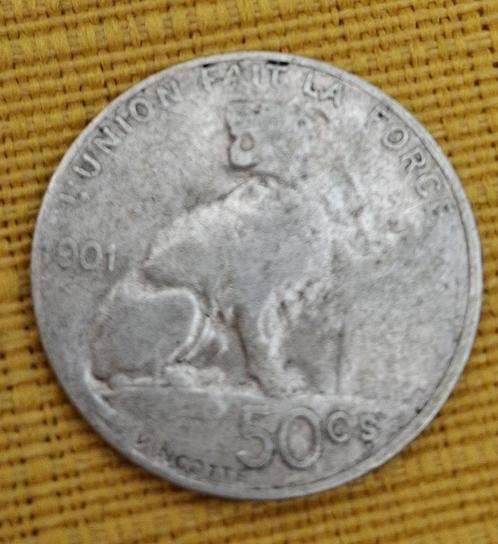 BELGISCHE munt Leopold II - 50 karaat - 1901, Postzegels en Munten, Munten | België, Losse munt, Zilver, Zilver, Verzenden