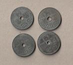 België : 4 versch. (gebruikte) munten van 25 ct : 1943-1946, Ophalen of Verzenden, Setje