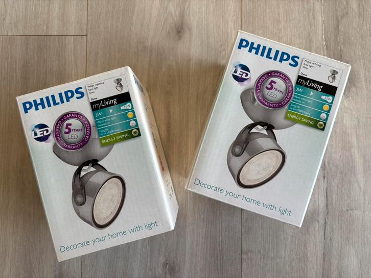 2 Philips led spotlampen - Nieuw, Huis en Inrichting, Lampen | Spots, Nieuw, Plafondspot of Wandspot, Kunststof, Led, Ophalen