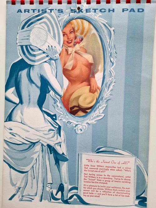 PIN-UP kalender 1957 met envelop 🇺🇸 Ted WITHERS  (USA), Antiek en Kunst, Kunst | Litho's en Zeefdrukken, Ophalen of Verzenden