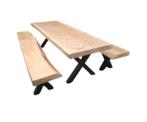 Houten tuintafel en 2 banken, Tuin en Terras, Tuintafels, Ophalen of Verzenden, Nieuw, Rechthoekig, Hout