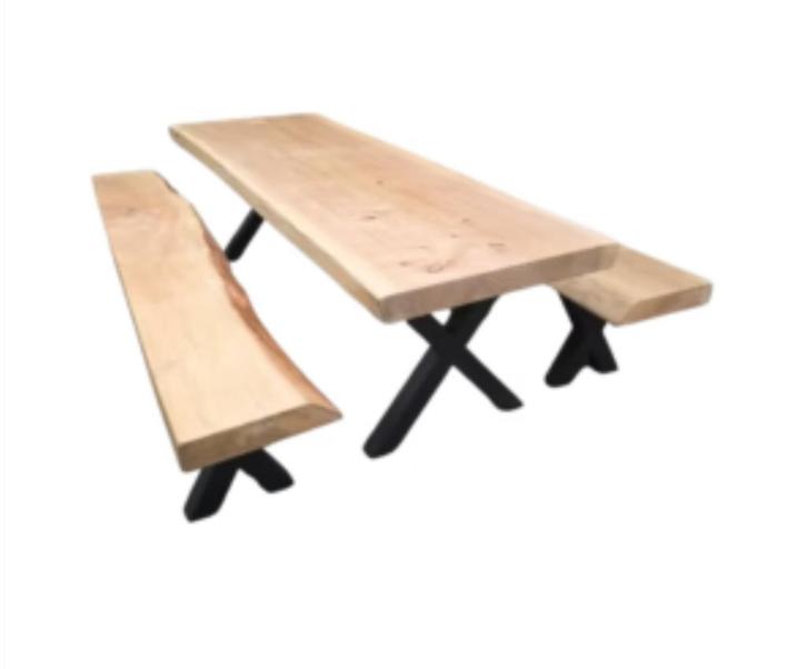 Houten tuintafel en 2 banken, Tuin en Terras, Tuintafels, Nieuw, Rechthoekig, Hout, Ophalen of Verzenden