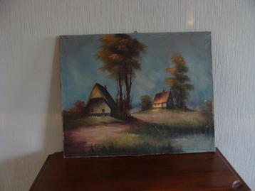 Ancienne peinture à huile , signée  beschikbaar voor biedingen