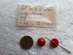 lot de 2 boutons 13 mm rouge vif brillant demi boule B132Q, Bouton ou Boutons, Enlèvement ou Envoi, Neuf