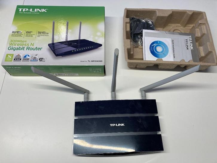 TP Link WiFi Router 4 poorts 10/100/1000 + USB – TL-WR1043ND, Computers en Software, Routers en Modems, Zo goed als nieuw, Router