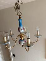 Vintage kroonluchter in mooi gebloemd porselein, Huis en Inrichting, Lampen | Kroonluchters, Ophalen, Gebruikt, Overige materialen