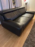 Donkere lederen zetels tweezits en driezits + hoofdsteun, Maison & Meubles, Canapés | Sofas & Chaises Longues, Enlèvement, Utilisé