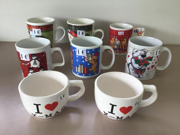 8 magnifiques mugs de Noël pour 1 euro chacun, Divers, Noël, Comme neuf, Enlèvement ou Envoi