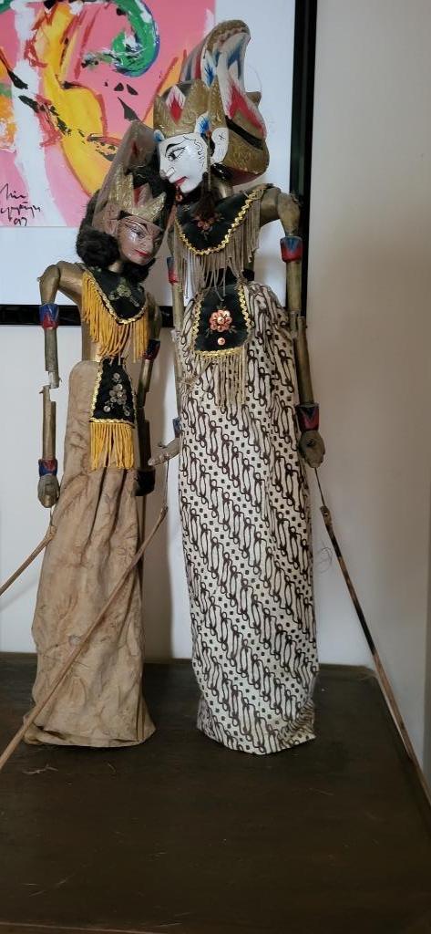 Koppel antieke Indonesische theaterpoppen, Antiek en Kunst, Kunst | Niet-Westerse kunst, Ophalen