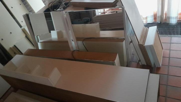 Badkamermeubel met 2 lavabos en spiegelkast, Huis en Inrichting, Badkamer | Badkamermeubels, Gebruikt, Spiegelkast, 200 cm of meer