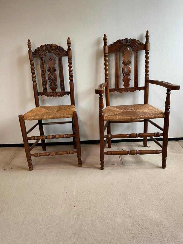 Antieke stoelen met rieten zitting, Antiek en Kunst, Antiek | Meubels | Stoelen en Sofa's, Ophalen