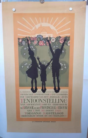 Origineel Affiche Bouwkunsttentoonstelling te Brugge 1920 beschikbaar voor biedingen