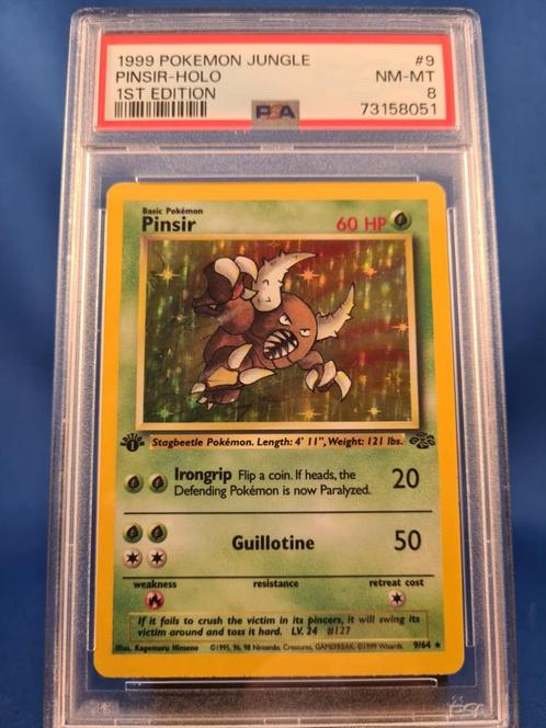 Pinsir 9/64 - Jungle (1st edition) (PSA 8), Hobby en Vrije tijd, Verzamelkaartspellen | Pokémon, Gebruikt, Verzenden