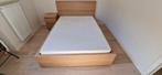 IKEA bed & night drawer MALM, Ophalen, Bruin, Steigerhout, Tweepersoons