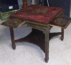 19e eeuwse Chinese woonkamertafel 70 x 70 cm met glazen onde, Ophalen of Verzenden