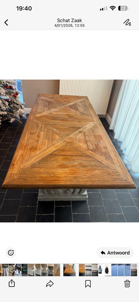 Unieke landelijke eettafel- karatervol - stenen onderstel, Huis en Inrichting, Tafels | Eettafels, Ophalen