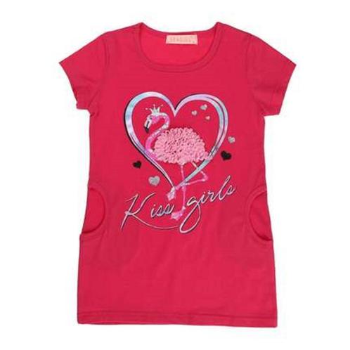 Lang shirt flamingo in hart glitter pink 158/164, Kinderen en Baby's, Kinderkleding | Maat 158, Nieuw, Meisje, Shirt of Longsleeve