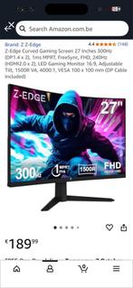 Z-Edge Curved Gaming Screen 27 Inches 300Hz, TV, Hi-fi & Vidéo, Enlèvement, Comme neuf