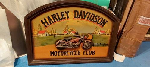 Authentique enseigne de pub Harley Davidson en bois, Collections, Marques & Objets publicitaires, Comme neuf, Panneau publicitaire