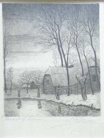 EMIEL DE COOMAN / MENUET OP SNEEUW / ZW-W ETS / 42x32cm KAD beschikbaar voor biedingen