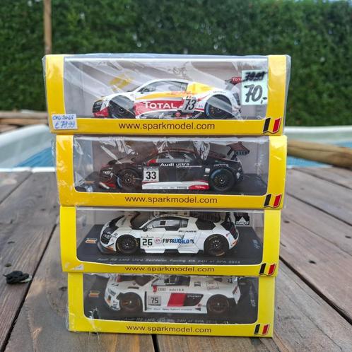 4 x 1/43 Spark Audi R8 LMS    24h Spa, Hobby en Vrije tijd, Modelauto's | 1:43, Nieuw, Auto, Overige merken, Ophalen of Verzenden