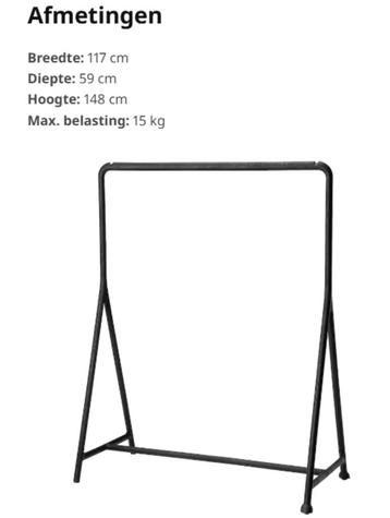 IKEA TURBO, kledingrek, binnen/buiten, zwart, 117x59 cm, Enlèvement, Avec roues, Comme neuf