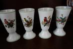 4 drinkbekers porcelaine FRELON 36320 Villedieu met vogeldec, Ophalen, Nieuw, Porselein, Overige typen