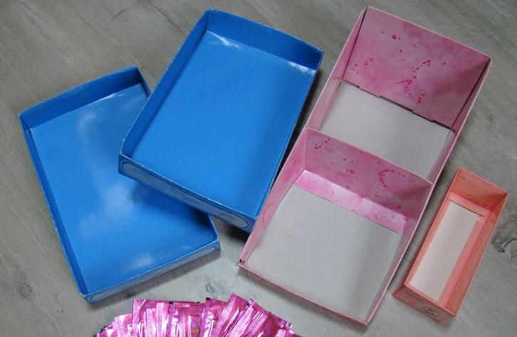 4x bakje Diddlina = open doos / opbergdoos in karton, Verzamelen, Diddl, Tas, Koffer of Zak, Diddlina, Ophalen of Verzenden