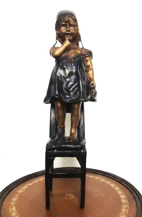 Moreau Brons Kindje op stoel 19e eeuw H 45😍💑💎🎁🤗👌, Antiek en Kunst, Kunst | Beelden en Houtsnijwerken, Ophalen of Verzenden