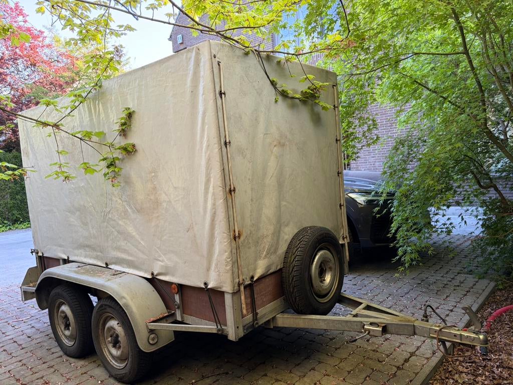 Aanhangwagen dubbele as 250 x 125, Ophalen, Gebruikt
