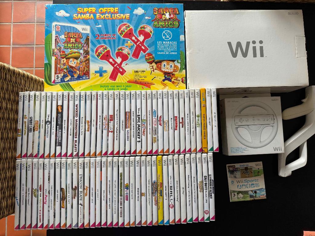 Collection Wii - Console + 71 Jeux + Pack Samba, Consoles de jeu & Jeux vidéo, Consoles de jeu | Nintendo Wii, Comme neuf, Avec 1 manette