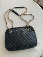 Vintage zwarte leren tas 27x21x6 cm in zeer goede staat, Overige merken, Gebruikt, Zwart, Ophalen of Verzenden