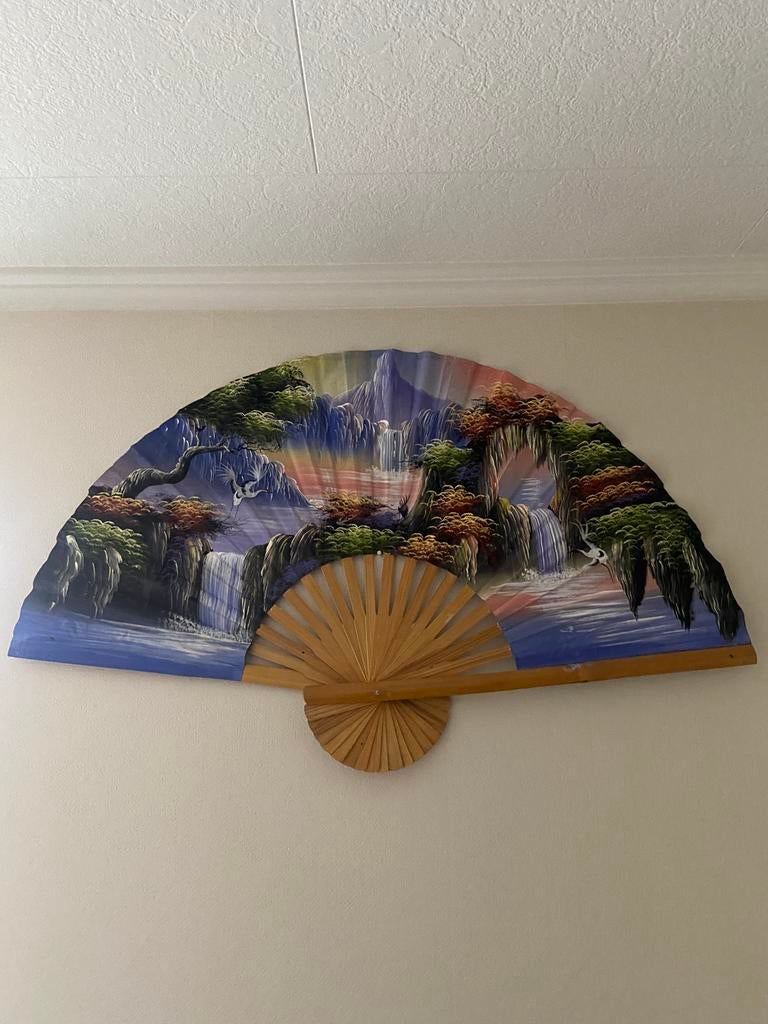Vintage azian decoratie waaier, Vintage, Ophalen, Zo goed als nieuw