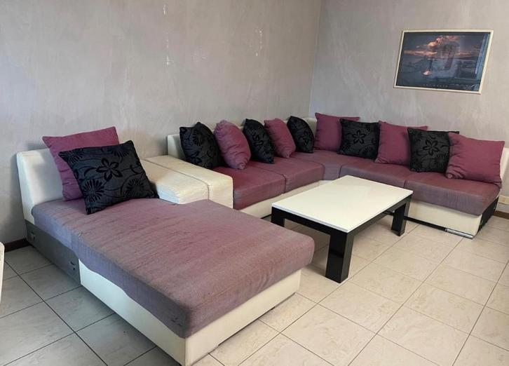 Gratis Zetel, Huis en Inrichting, Zetels | Zetels, Gebruikt, Hoekbank, Overige maten, 150 tot 200 cm, 75 tot 100 cm, Leer, Stof