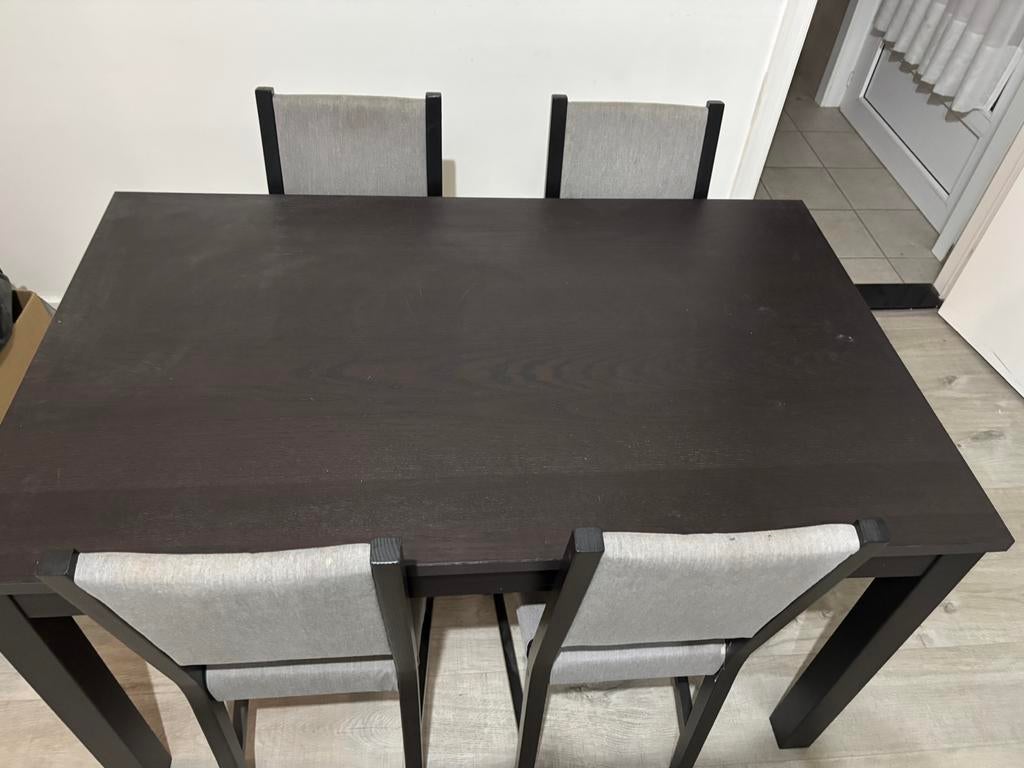 Uitschuifbare tafel IKEA + 4 stoelen, Ophalen, Gebruikt, Vier personen, Rechthoekig