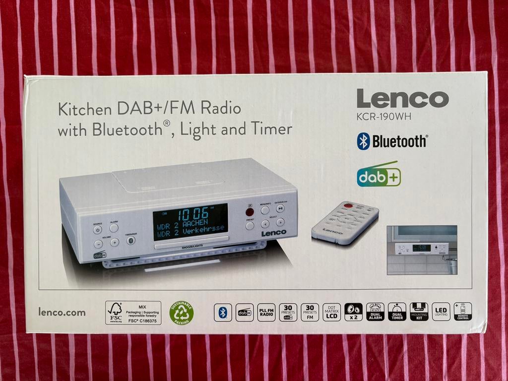 DAB+/FM radio met Bluetooth, klok en timer (wit), Ophalen of Verzenden, Nieuw, Radio