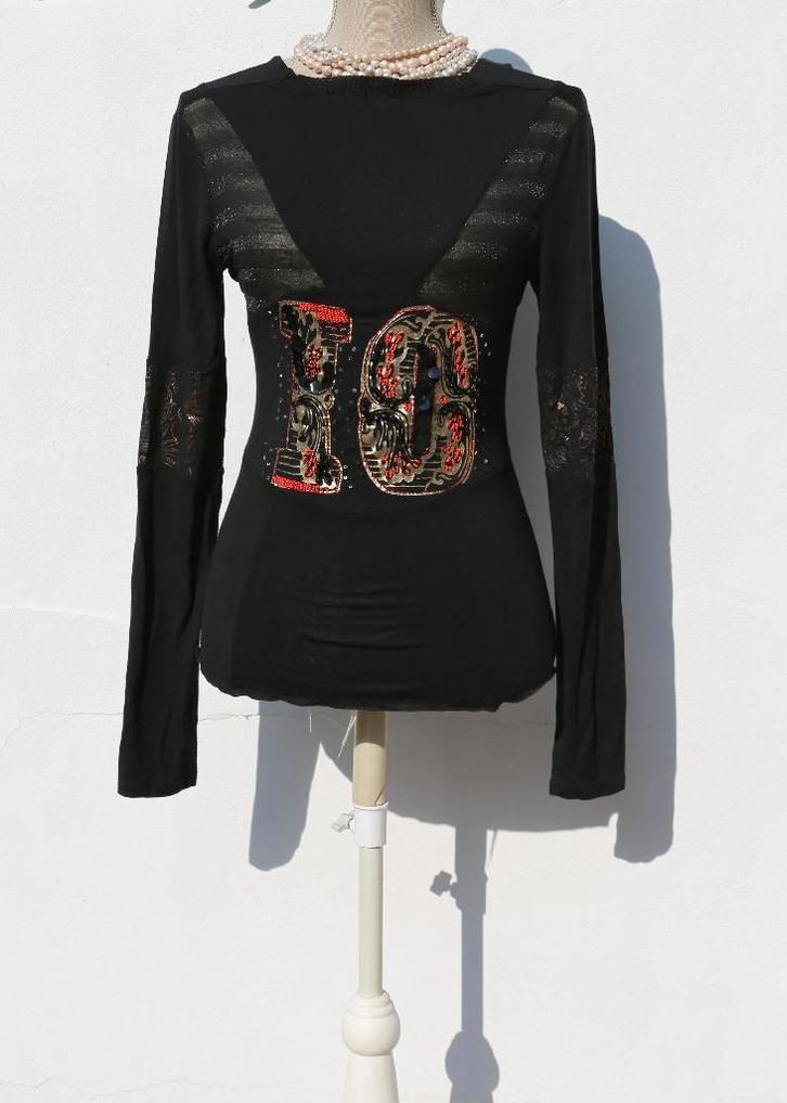 Prachtig Pianura Studio S/M T-shirt met lange mouwen, Kleding | Dames, Blouses en Tunieken, Zo goed als nieuw, Maat 36 (S), Zwart