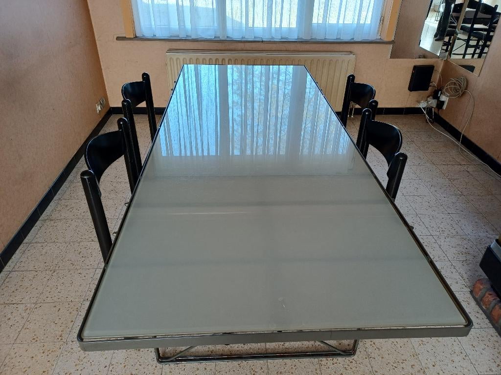 tafel en stoelen, Ophalen, Gebruikt, Glas