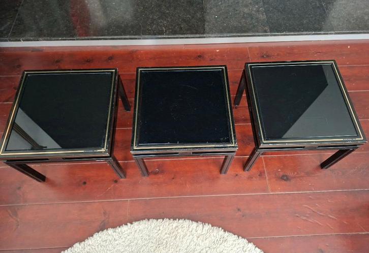 Pierre Vandel Paris – set van 3 vintage bijzettafels –, Antiquités & Art, Antiquités | Meubles | Tables, Enlèvement