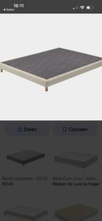 2x bed 160x 200 nieuw in de doos  beige stof pootjes natuur, Maison & Meubles, Chambre à coucher | Matelas & Sommiers, Neuf, Enlèvement