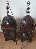 2 geëlektrificeerde Marokkaanse lantaarns, Ophalen, 50 tot 75 cm, Zo goed als nieuw, Orientale