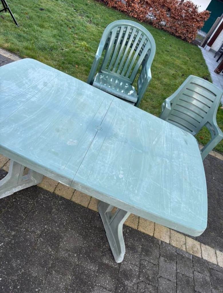 Tuintafel met 6 stoelen, Ophalen, Zo goed als nieuw