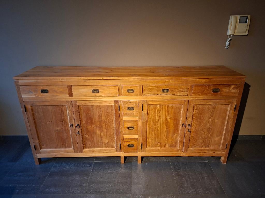 Massief Plantage Teakhout Dressoir (NP 1800 €), Ophalen, Met deur(en), Teakhout, Zo goed als nieuw