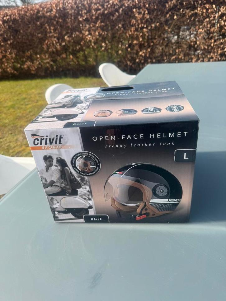 Scooterhelm Crivit Open Face – Nieuw in doos - Maat L, Fietsen en Brommers, Brommerhelmen, Nieuw, Ophalen