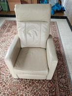 Relaxzetel elektrisch - leder beige, Huis en Inrichting, Fauteuils, Ophalen of Verzenden, Gebruikt, Leer