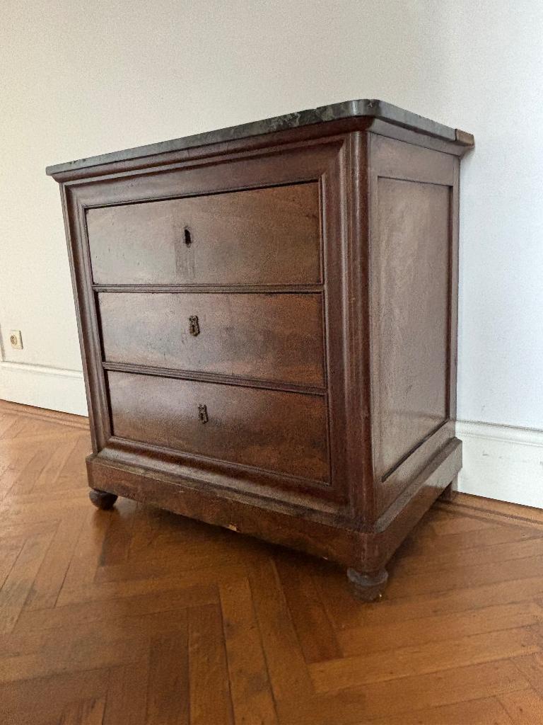 Vintage commode – massief hout & marmer – mooie patine, Antiek en Kunst, Ophalen