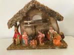 Oude Vlaamse Kerststal met 8 beeldjes, Ophalen of Verzenden, Gebruikt