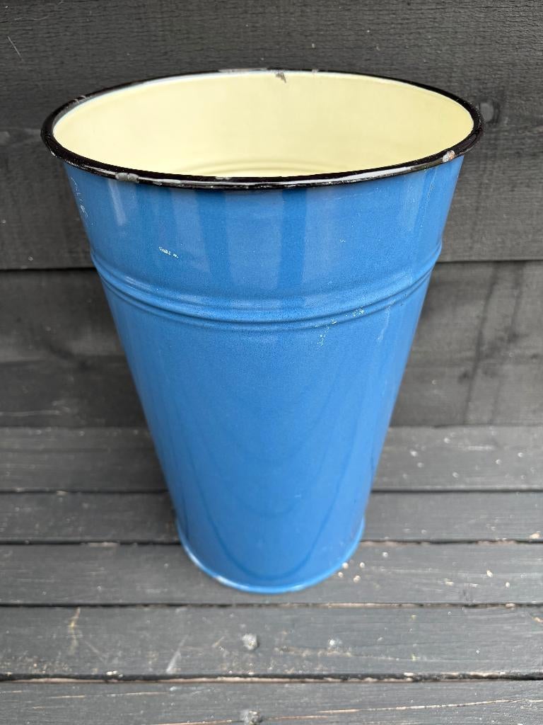 Blauw Emaille Vaas - Emmer, Antiek en Kunst, Ophalen of Verzenden